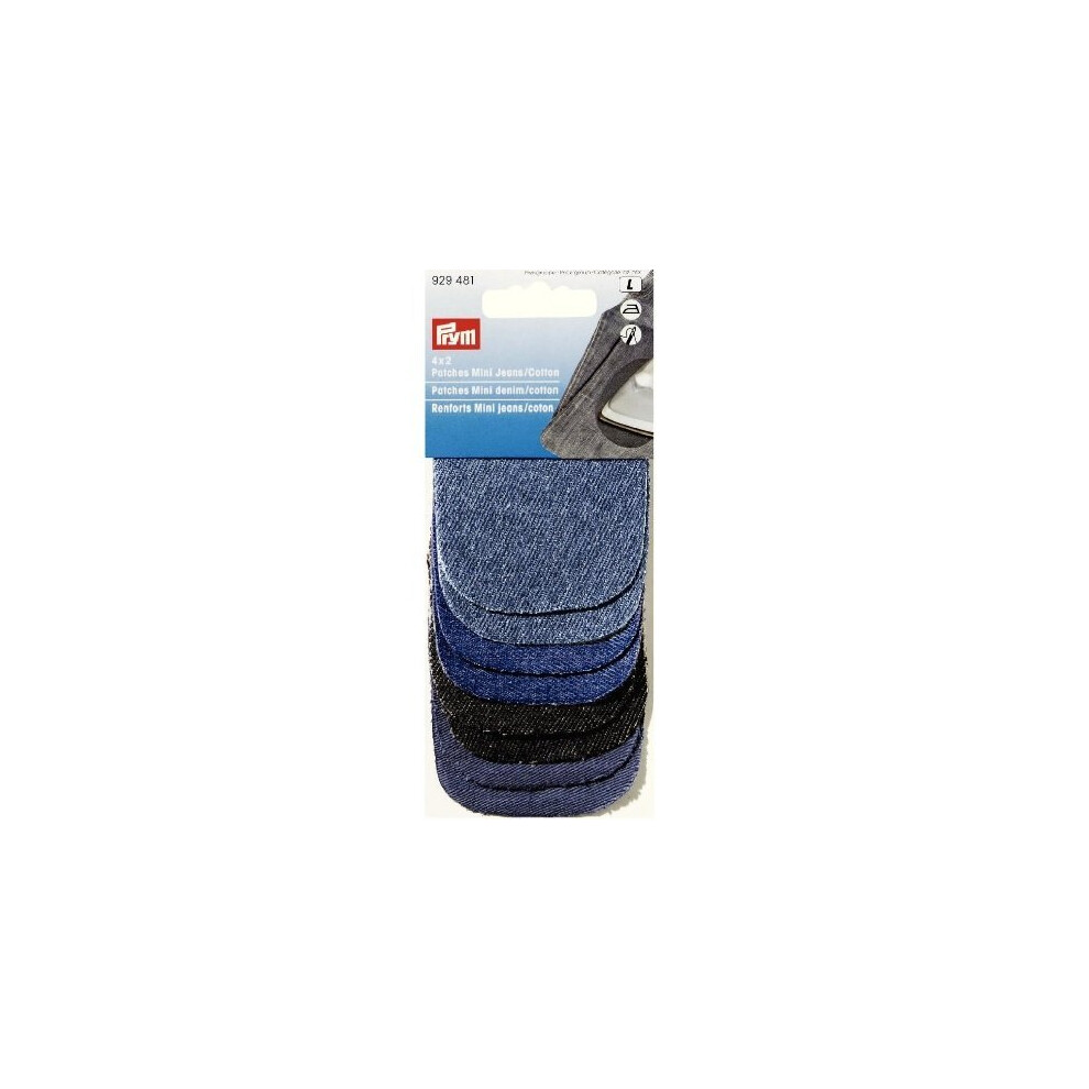 Prym Assorted Iron and Sew on Mini Jean Patches, Denim, Blue, 9.3 x 5.7 x 0.7 cm