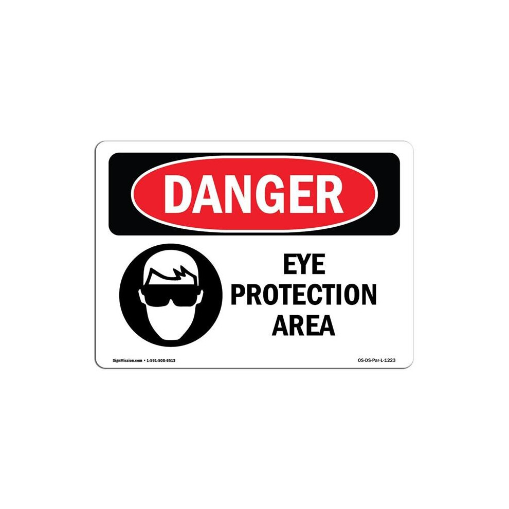 SignMission OS-DS-A-1218-L-1223 12 x 18 in. OSHA Danger Sign - Eye Protection Area-image-OPC-PB5JJQD-NEW