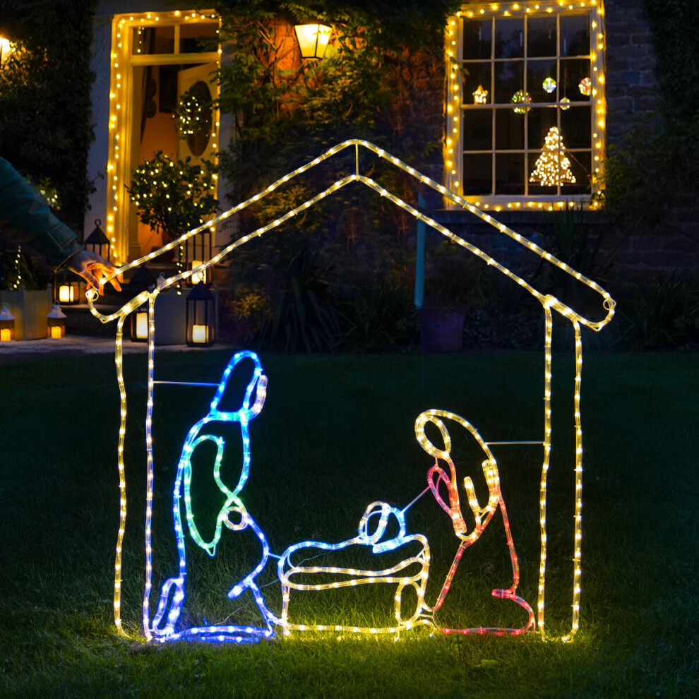 1.2m Outdoor LED Christmas Nativity Scene Silhouette Motif Rope Light Decoration