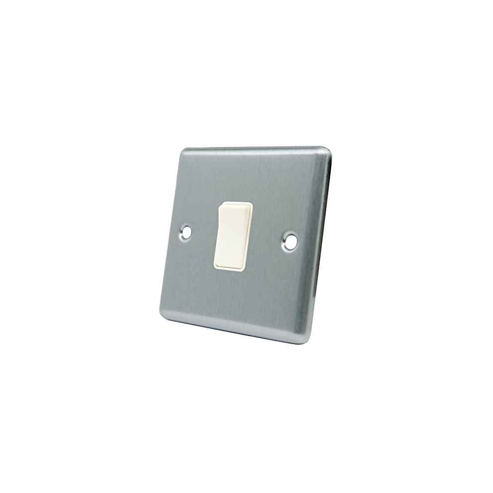 AET CSC1GSWIWHI Satin Chrome Classical Intermediate White Insert Plastic Rocker Switch-10 Amp Single 1 Gang Light Switch, 240 V