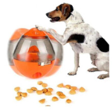 Pet Tumbler Interactive Toy Puzzle Ball Dog Self-feeding Toy Puppy Play Bowl Feeder(orange)
