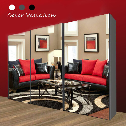 MN Furniture (Grey, 250cm) 2 or 3 Full Mirrored Sliding Door Wardrobe