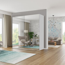 (White , 150cm) 2 or 3 Full Mirrored Sliding Door Wardrobe