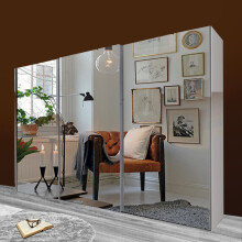 (White , 250cm) 2 or 3 Full Mirrored Sliding Door Wardrobe