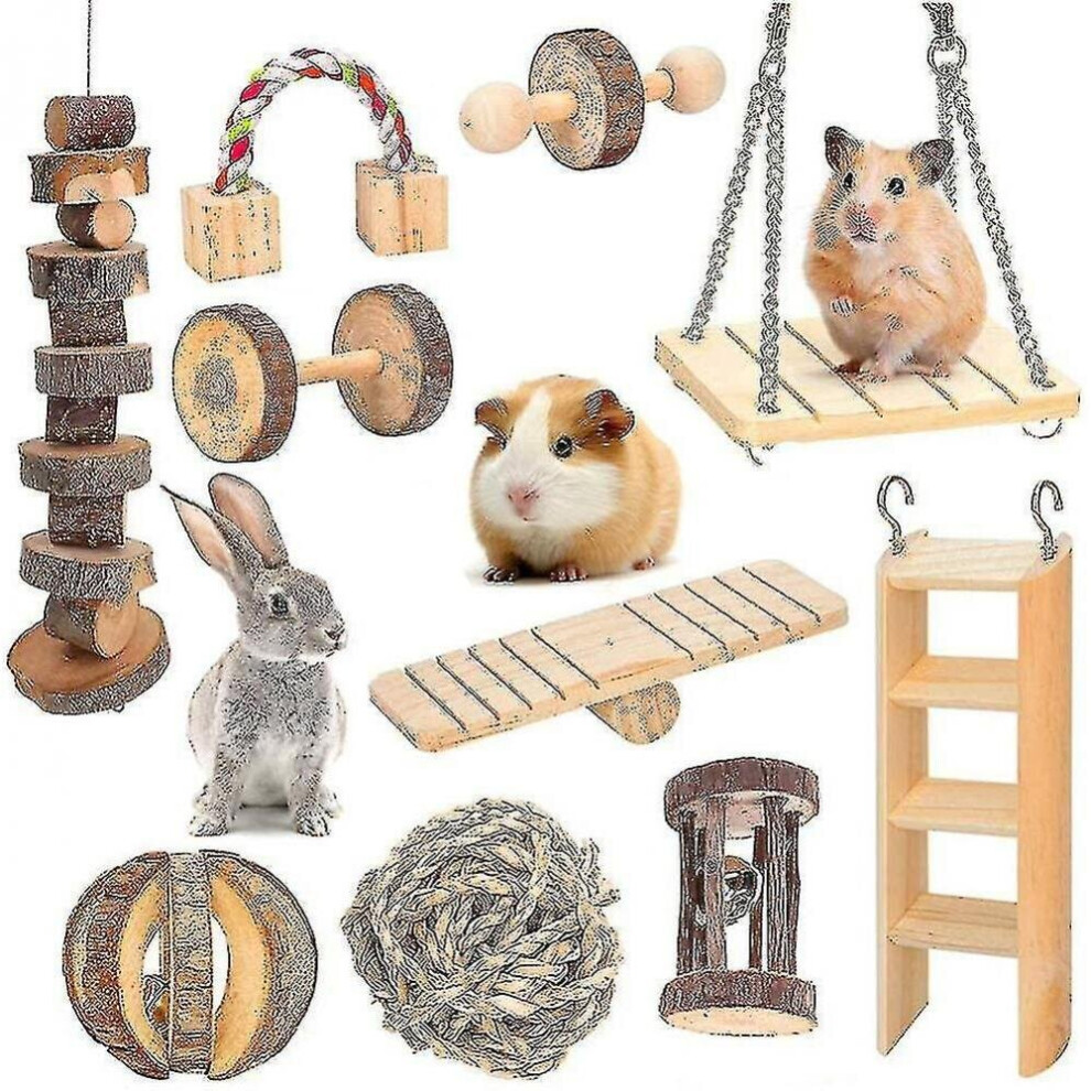 Hamster Chew Toys Set Of 10 Natural Wooden Chews 