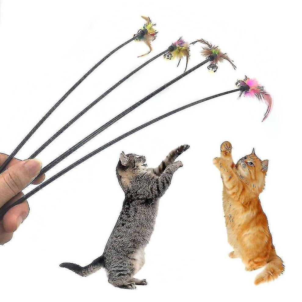 Fun Kitten Toys For Cats Colorful Feather Grappinge Kattenstok Cat Interactive Toy Stick With Bell T 