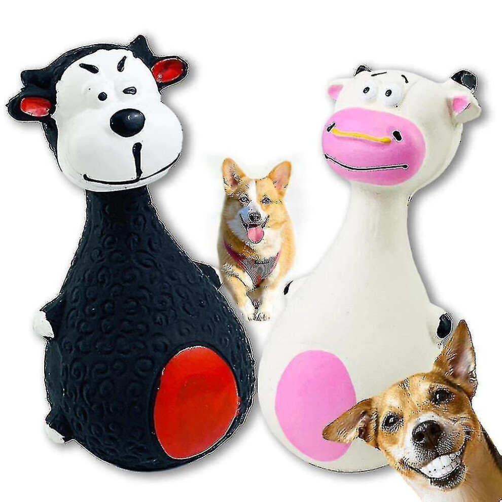 Rubber Dog Toy Cow Shape Latex Chewing Squeaky Sound Animal Shape Pet Dog Toy Cow Teeth Cleaning Cut 