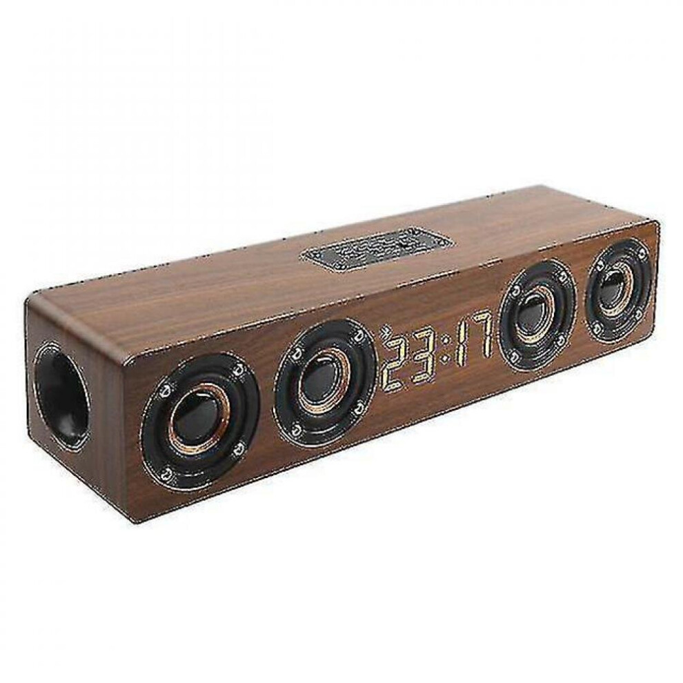 Wooden Tv Soundbar Portable Bluetooth Speaker Wireless Theater Bassfm|Portable Speakers(Brown) Brown 7547468714504