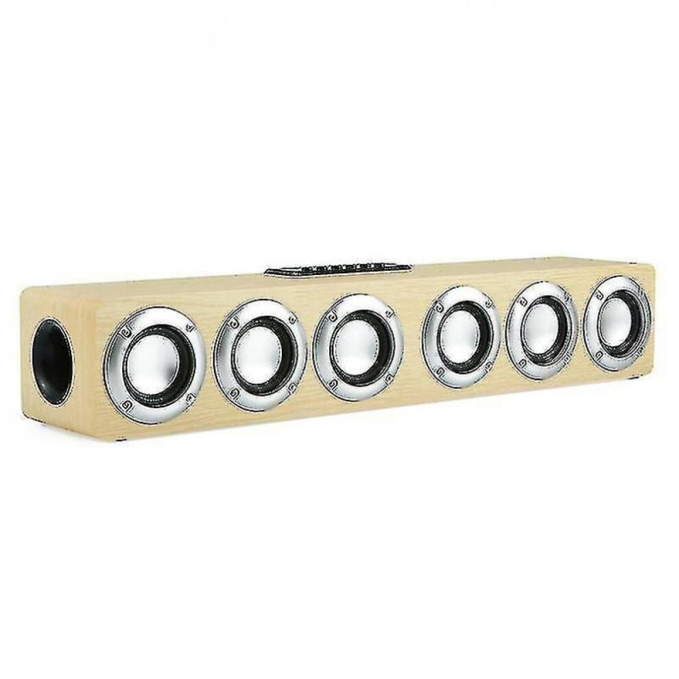 Wooden Sound Bar Audio Center Bluetooth Speaker Box Home |Soundbar( Wood Grain) Yellow/Grain 7547468711220