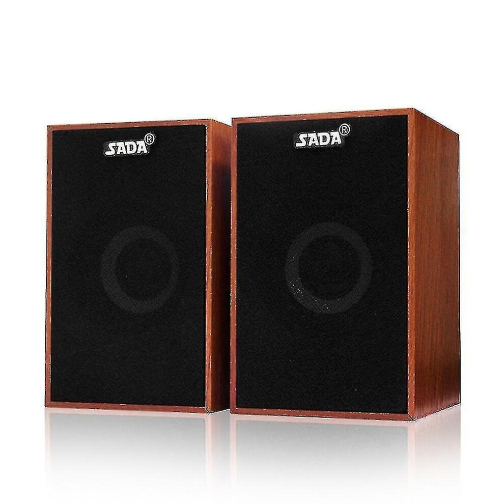 Wired Speakers Computer Wood Subwoofer Speakers With 3.5Mm Stereo For Pc Desktop Speakers (Brown) Brown 7547468704123