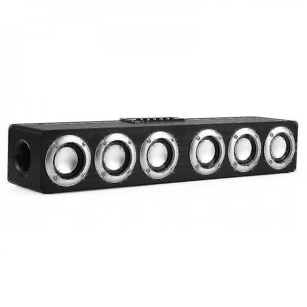 Wooden Sound Bar Audio Center Bluetooth Speaker Box Home |Soundbar( Wood Grain) Black/Grain 7547468704048