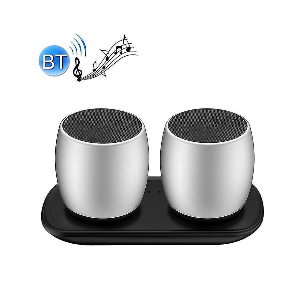 Mini Bluetooth Speaker F1 Aluminum Alloy Stereo Speaker With Charging Station, Handsfree Holder Silver 7547468703294