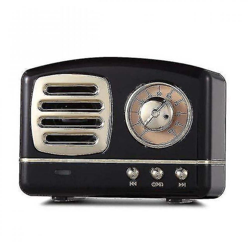 Retro Bluetooth Wireless Mini Portable Speaker 3D Stereo Surround Subwoofer Speakers(Black) Black 7547468703782