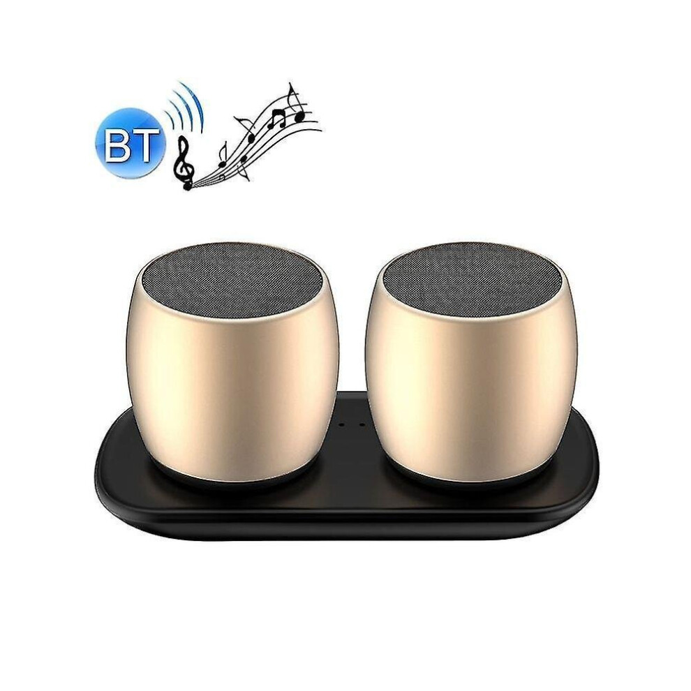 Mini Bluetooth Speaker F1 Aluminum Alloy Stereo Wireless Speaker With Charging Station Gold 7547468702198