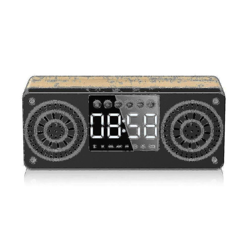 Speakers A10 Wooden Portable Bluetooth 5.0 Speaker Alarm Clock Wireless Speakers Support Tf Aux Usb 7547468701375