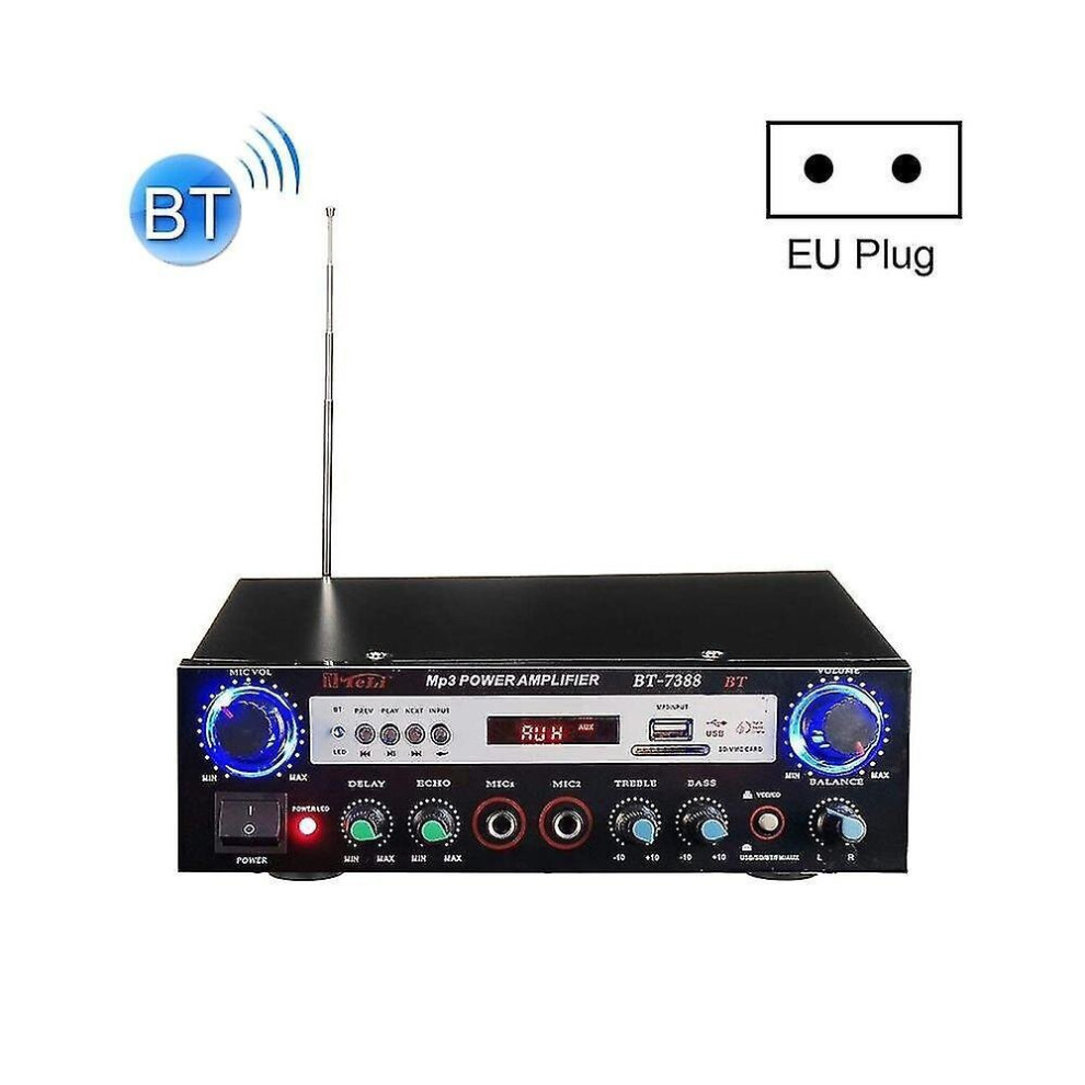 Bluetooth High Fidelity Stereo Audio Amplifier Bt-7388 With Remote Control Led Display Usb / Sd And 7547468700125