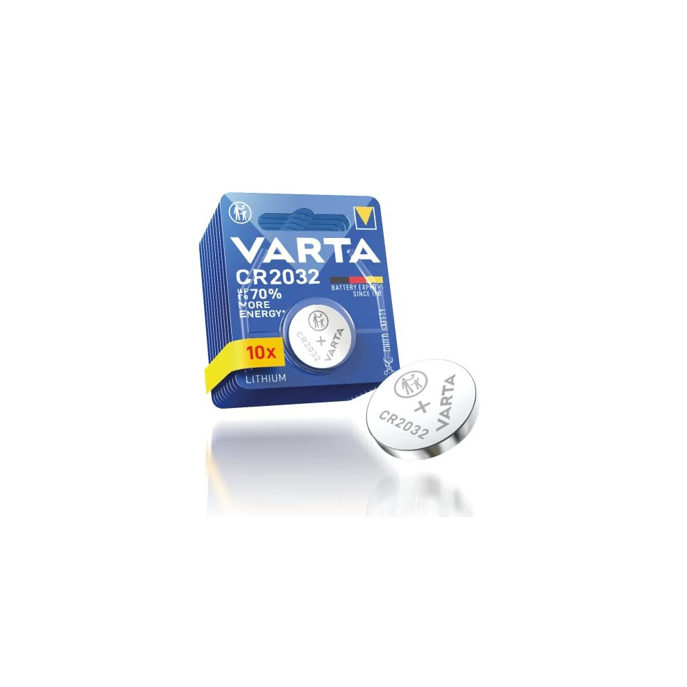 VARTA Batteries Electronics CR2032 Lithium button cell 3V battery 10-pack, Button cells in original blister pack of 1