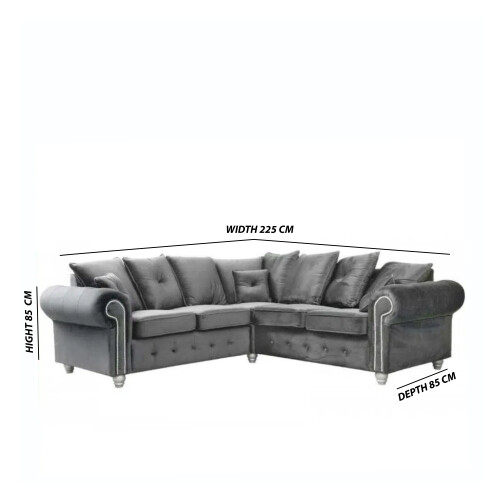MN Furniture (Grey) Modern Plush Velvet Luxury Corner Sofa - 4 Colors 1