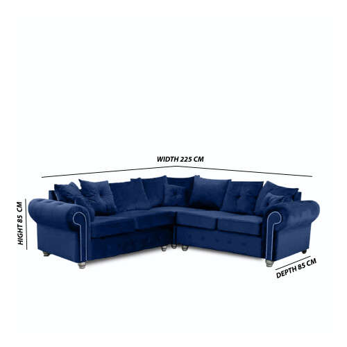 MN Furniture (Blue ) Modern Plush Velvet Luxury Corner Sofa - 4 Colors 2
