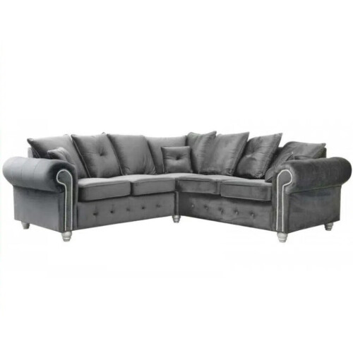 MN Furniture (Grey) Modern Plush Velvet Luxury Corner Sofa - 4 Colors 2