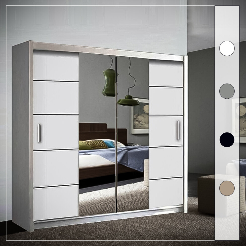 (White , 150 cm ) Wismar Bedroom Sliding Double Door Wardrobes