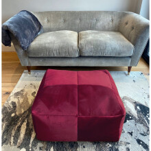 (Magenta) Velvet Beanbag Mega Cube Beanbags Pouffe Bean Bag