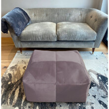 (Dusky Lilac) Velvet Beanbag Mega Cube Beanbags Pouffe Bean Bag