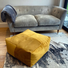(Mustard) Velvet Beanbag Mega Cube Beanbags Pouffe Bean Bag
