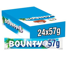Bounty Coconut Milk Chocolate Duo Bar Bulk Box, Chocolate Gifts, 24 Bars of 57g