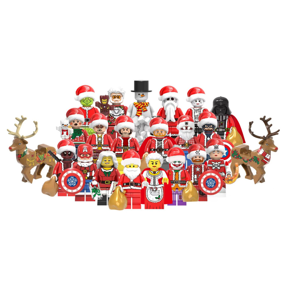 21pcs Christmas Mini Figure Superhero Designs Minifigure Reindeer Gift