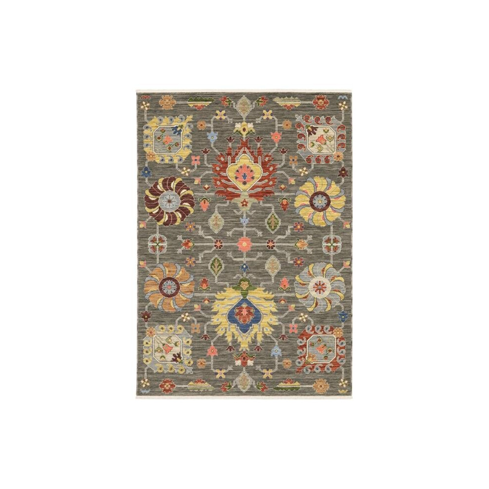 Oriental Weavers L8111K200296ST 6 ft. 7 in. x 9 ft. 6 in. Luca Traditional & Casual Power Loomed Rectangle Rug, Grey