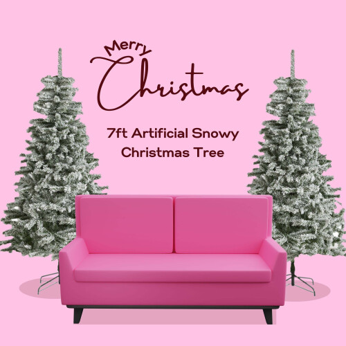 AAMEN 7ft Artificial Snowy Christmas Tree, Christmas Decorations 2