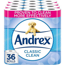 Andrex Classic Clean Toilet Rolls -36 Toilet Paper Pack Unique 3D Wave