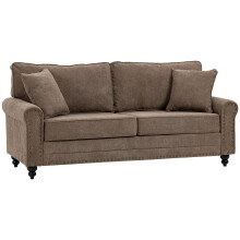 HOMCOM Fabric Sofa 3 Seater Sofa for Living Room w/ Throw Pillow Brown