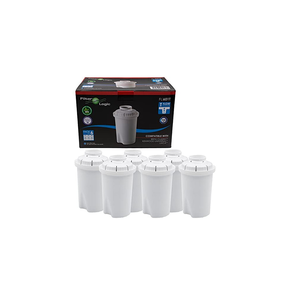 Pack of 6 FilterLogic FL601T compatible cartridges to fit Brita Classic and Kenwood Universal