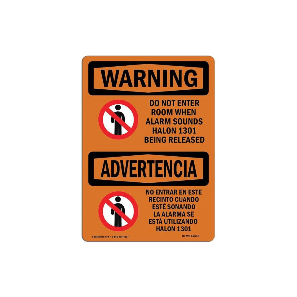 SignMission OS-WS-A-1218-L-12548 12 x 18 in. OSHA Warning Sign - Do Not Enter Room When Alarm Bilingual-image-OPC-PB5MGMH-NEW