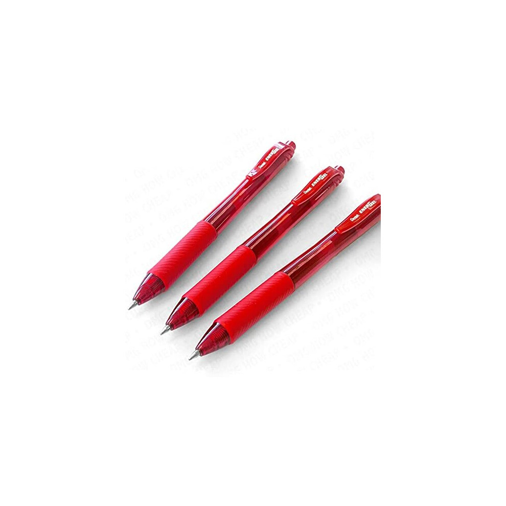 Pentel EnerGel X BL107 - Retractable Liquid Gel Ink Pen - 0.7mm - 84% Recycled - Red - Pack of 3