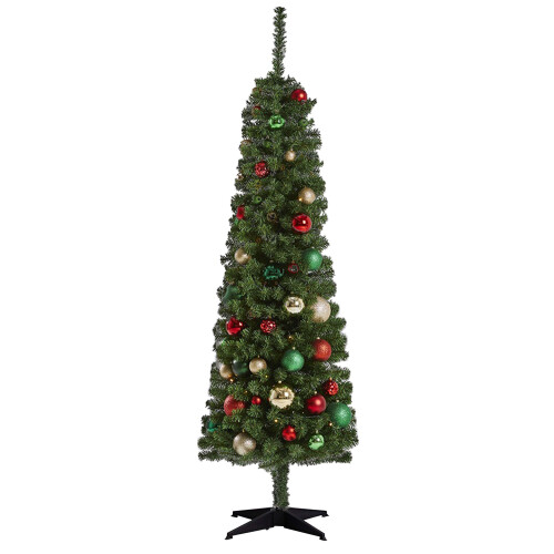AAMEN 6ft Artificial Pencil Christmas Tree With Folding Metal Stand 368 Tips 1