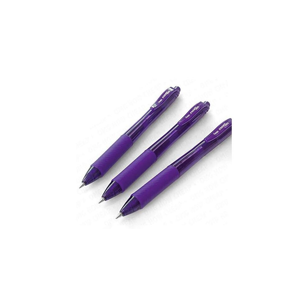 Pentel EnerGel X BL107 - Retractable Liquid Gel Ink Pen - 0.7mm - 84% Recycled - Purple - Pack of 3