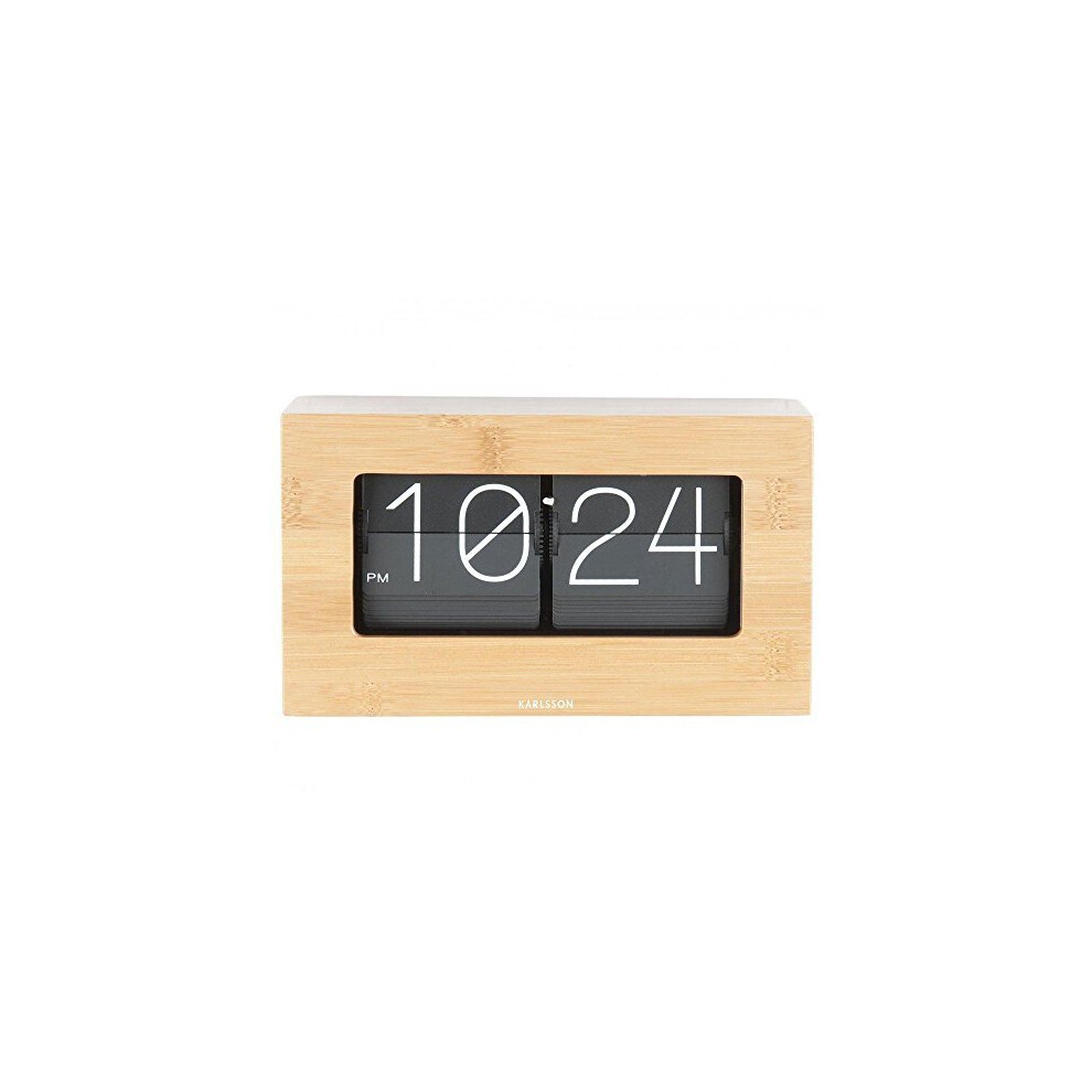 Present Time Boxed Flip Table Clock - BAMBOO