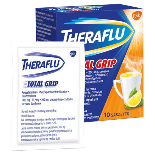 Theraflu Max Grip, 10 sachets Sore Throat Cold & Flu