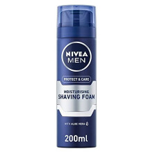 NIVEA MEN Protect & Care Moisturising Shaving Foam (200ml), Protective Shaving Foam with Moisturiser, Men's Shave Foam Enriched with Aloe Vera &
