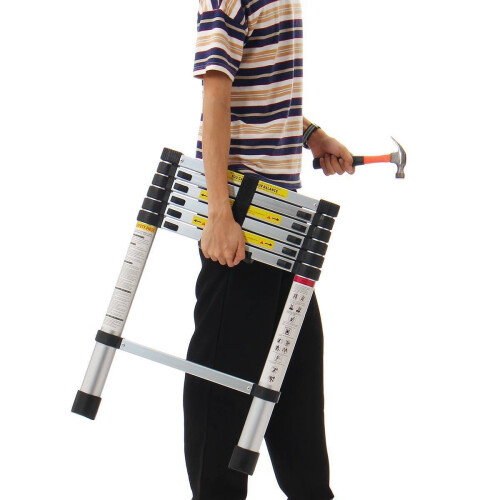 2.6M Aluminium Telescopic Ladder Extendable DIY Tool Max Load 150KG 1