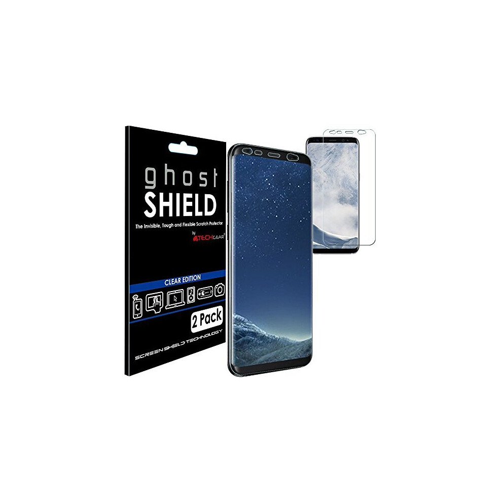 [2 Pack] TECHGEAR Screen Protectors to fit Samsung Galaxy S8, S9 [ghostSHIELD Edition] Genuine Reinforced Flexible TPU Screen Protector Guard Covers