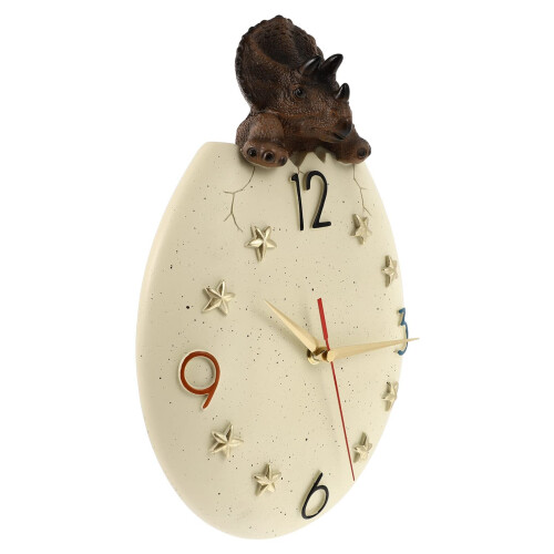 (C) Dinosaur Wall Clock 3d Dinosaur Egg Hanging Clocks Kids Silent Decorative Clock