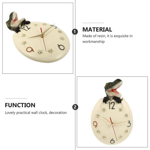 (A) Dinosaur Wall Clock 3d Dinosaur Egg Hanging Clocks Kids Silent Decorative Clock 1