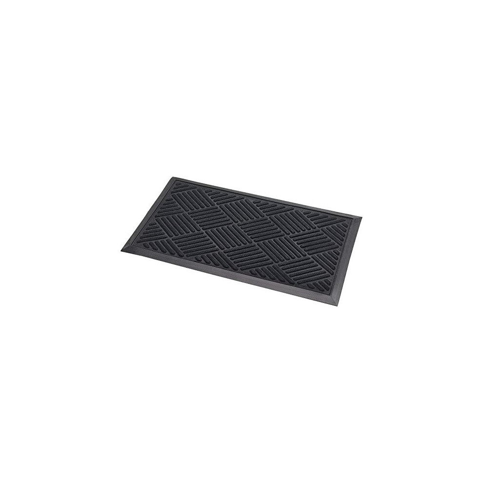 Addis Thirsk Door Mat Highly Absorbent 100% Polypropylene Parquet Design Pile-70 x 40 cm-Black, 70_x_40_cm, 517496