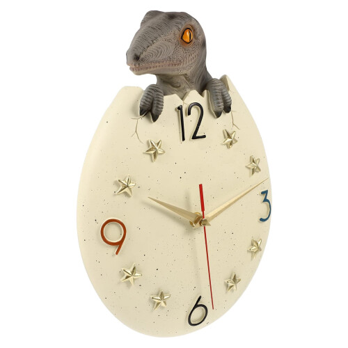 (B) Dinosaur Wall Clock 3d Dinosaur Egg Hanging Clocks Kids Silent Decorative Clock