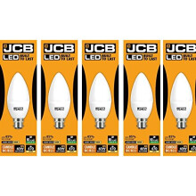 JCB 6w LED B22 Candle Bulbs Bayonet, 40w Incandescent Bulb Equivalent, 470lm, Warm White 3000k, Non Dimmable, LED Bayonet Bulb Candle Light Bulbs,