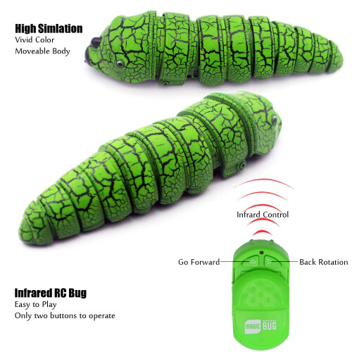 (Green) Remote Control Caterpillar Toy Electric Infrared Simulation Worm Trick Toy 1
